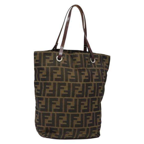 FENDI Zucca Canvas Hand Bag Black Khaki - Picture 1 of 12